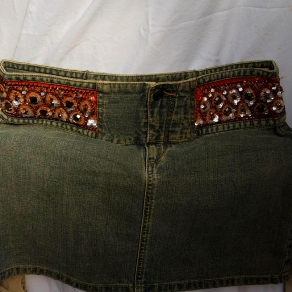 Express bedazzled jean skirt 7/8